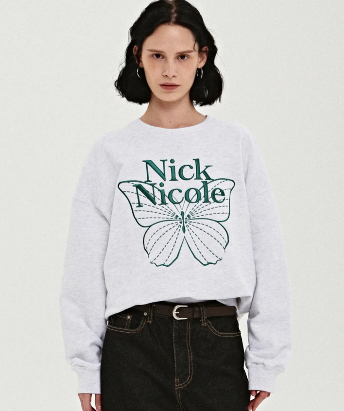 韓國 Nick Nicole VOLUME BUTTERFLY SIGNATURE SWEATSHIRT【NN042】