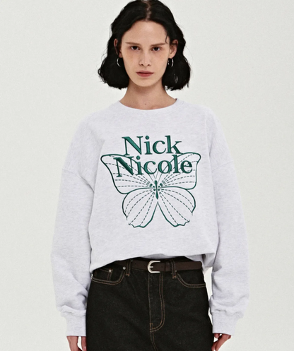 韓國 Nick Nicole VOLUME BUTTERFLY SIGNATURE SWEATSHIRT【NN042】