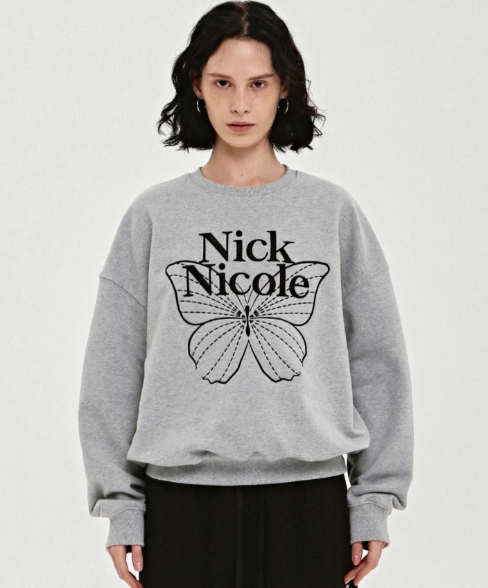 韓國 Nick Nicole VOLUME BUTTERFLY SIGNATURE SWEATSHIRT【NN042】