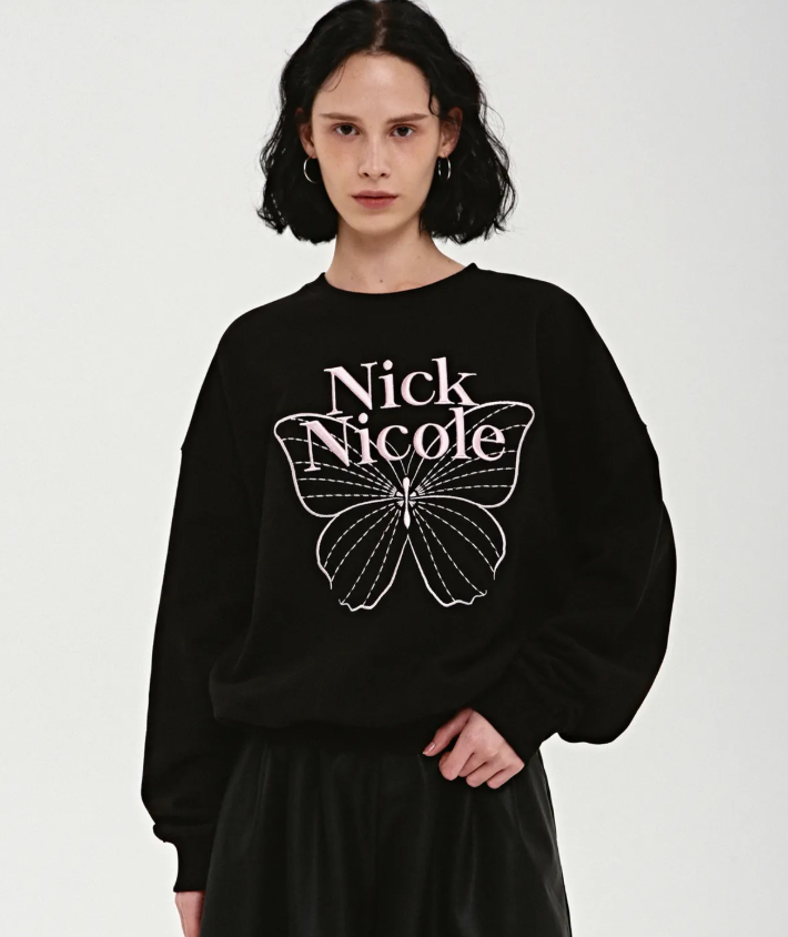 韓國 Nick Nicole VOLUME BUTTERFLY SIGNATURE SWEATSHIRT【NN042】