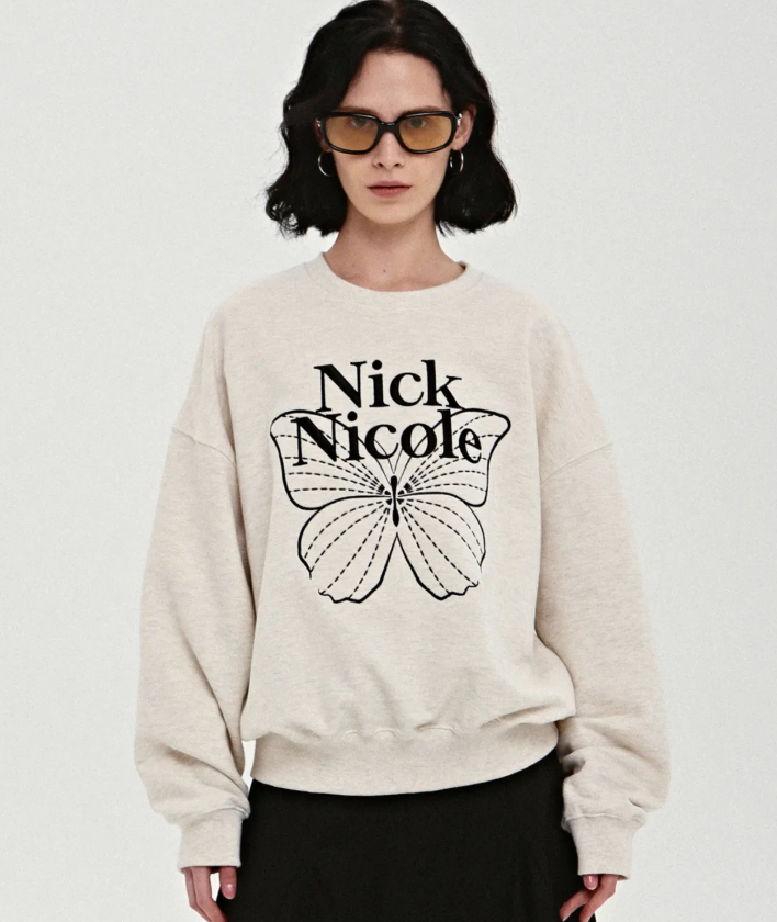 韓國 Nick Nicole VOLUME BUTTERFLY SIGNATURE SWEATSHIRT【NN042】