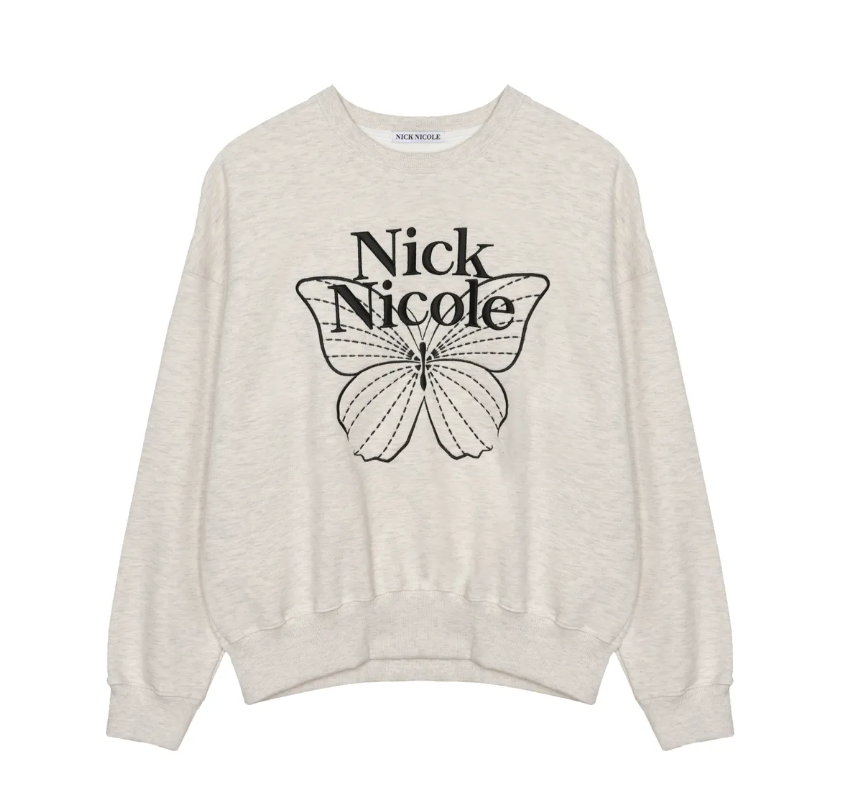 韓國 Nick Nicole VOLUME BUTTERFLY SIGNATURE SWEATSHIRT【NN042】