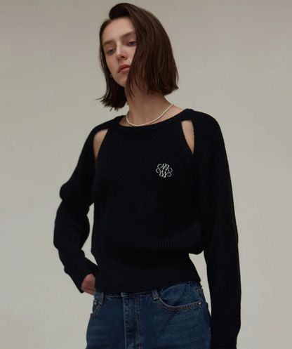 韓國 Nick Nicole RIBBED CUT OUT KNIT【NN044】