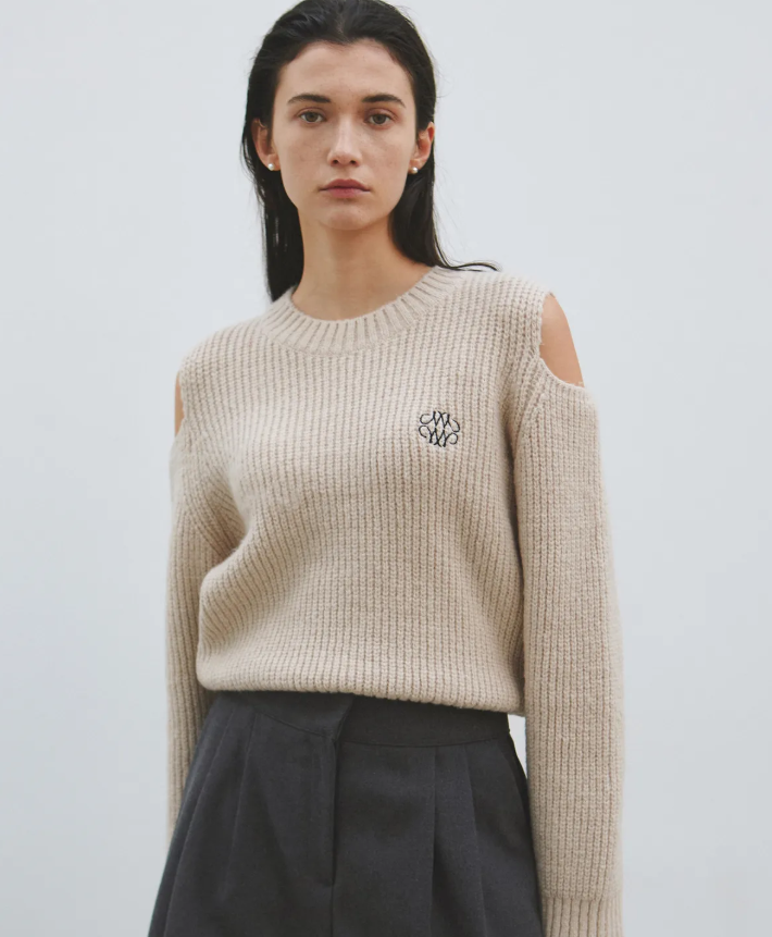 韓國 Nick Nicole RIBBED SHOULDER CUT OUT SWEATER【NN054】