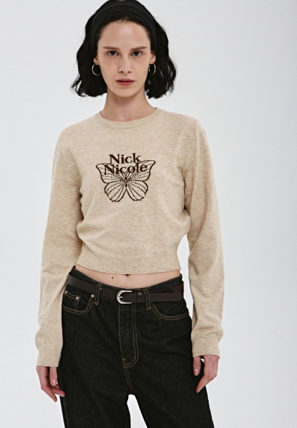 韓國 Nick Nicole MINI BUTTERFLY SIGNATURE SLEEVE KNIT【NN084】