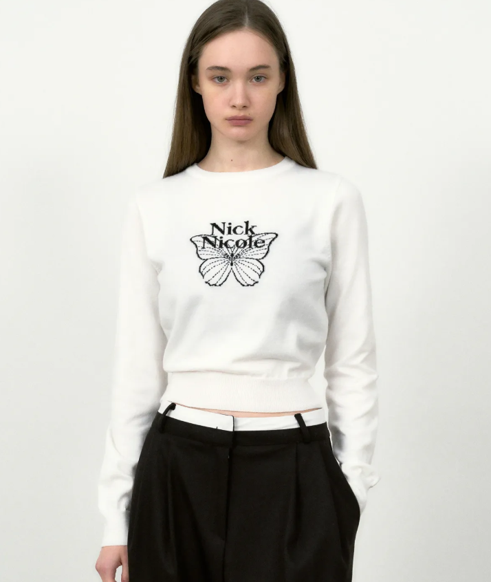 韓國 Nick Nicole MINI BUTTERFLY SIGNATURE SLEEVE KNIT【NN084】