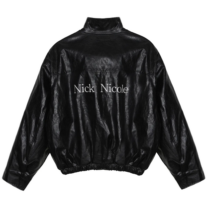 韓國 Nick Nicole LEATHER LOGO PADDING JUMPER【NN078】