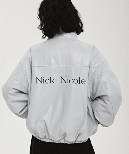 韓國 Nick Nicole LEATHER LOGO PADDING JUMPER【NN078】