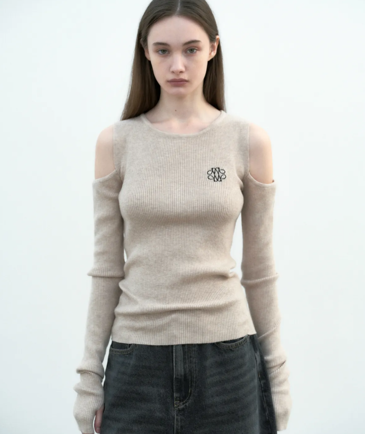 韓國 Nick Nicole WARMER RIBBED OFF SHOULDER KNIT【NN057】