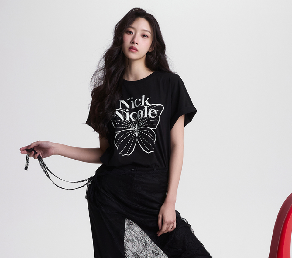 韓國 Nick Nicole BIG BUTTERFLY SLEEVE TOP (長款)【NN136】