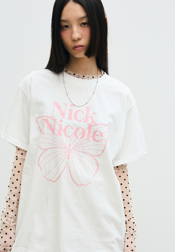 韓國 Nick Nicole BIG BUTTERFLY SLEEVE TOP (長款)【NN136】