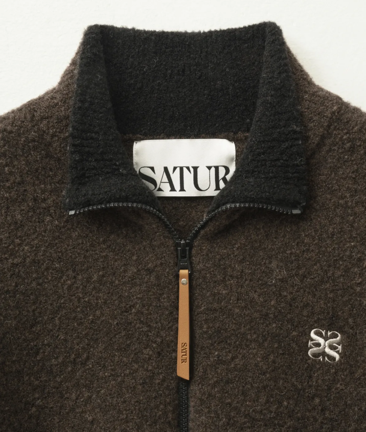 韓國 Satur Fluffy Wool Fleece Knit Zip-up【SA029】