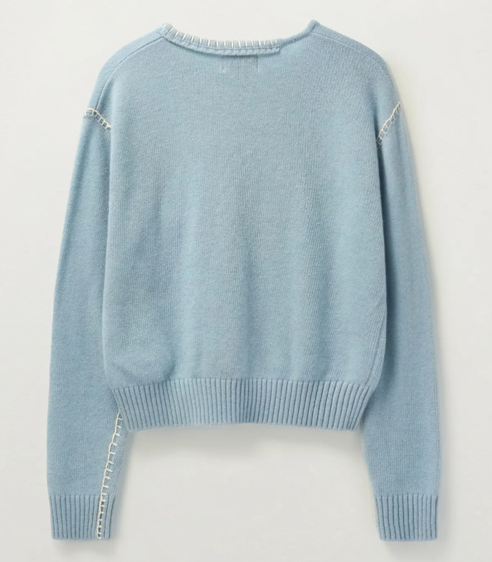 韓國 Satur (W) Contrast Stitch Semi Crop Knit【SA032】