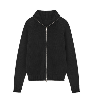 韓國 Matin Kim WOMEN APPLIQUE LOGO PATCH KNIT ZIP UP【MK051】
