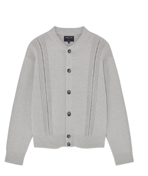 韓國 Matin Kim MEN PUNCHING LINE POINT ROUND NECK CARDIGAN【MK053】