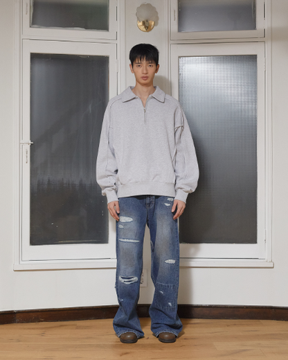 韓國 Matin Kim MEN BACK LOGO HALF ZIP SWEATSHIRT【MK085】