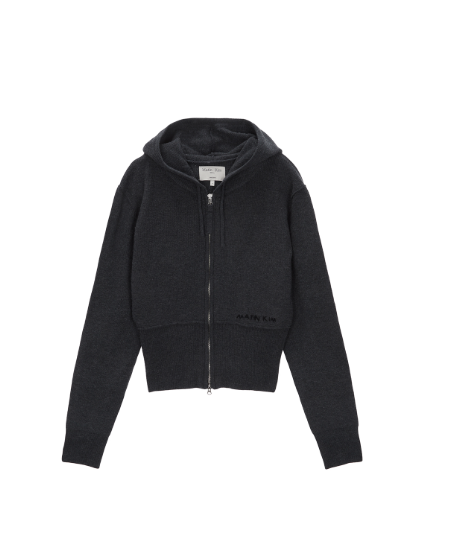 韓國 Matin Kim WOMEN RIBBED KNIT HOODY ZIP UP【MK088】