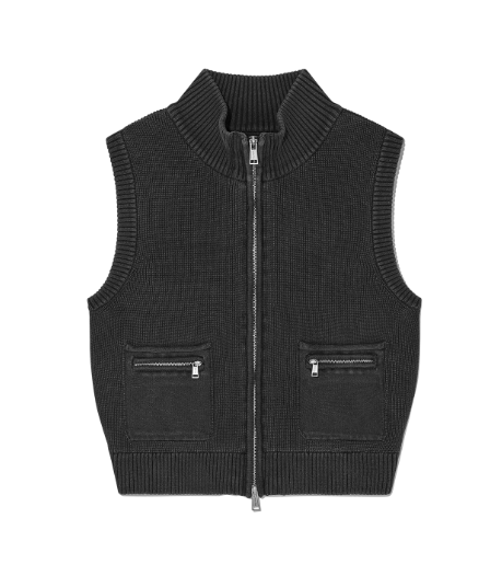 韓國 Matin Kim WOMEN LOGO POINT WASHED KNIT VEST【MK096】