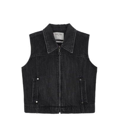 韓國 Matin Kim SLIM ZIP UP DENIM VEST【MK097】