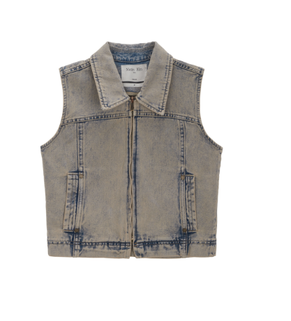 韓國 Matin Kim SLIM ZIP UP DENIM VEST【MK097】