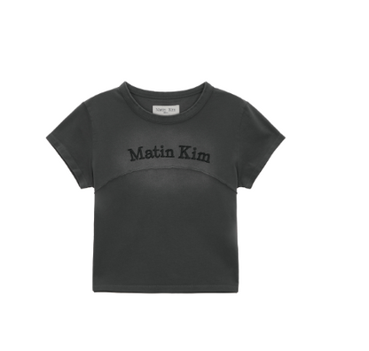 韓國 Matin Kim PIGMENT CUT OUT LOGO CROP TOP【MK066】