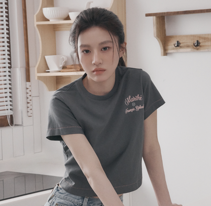 韓國 Marithe Francois Girbaud W ROLLING LOGO CROP TEE【MF404】