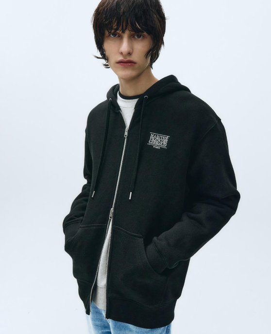 韓國 Marithe Francois Girbaud CLASSIC LOGO MELANGE HOODIE ZIPUP【MF435】