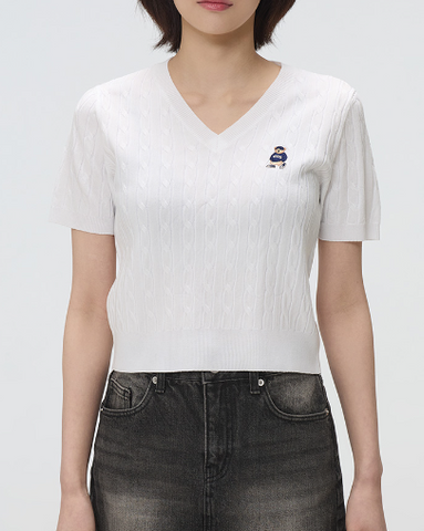 韓國 SPAO V-neck short-sleeved knit【SP090】