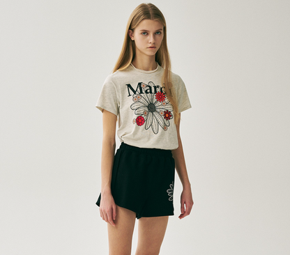 韓國 Mardi Mercredi SLIM TSHIRT FLOWERMARDI BLOSSOM【MM051】