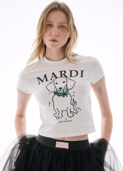韓國 Mardi Mercredi CROPPED TSHIRT SWING THE TAIL DDANJI FLOWER NECKLACE MULTICOLOR【MM116】