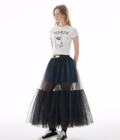 韓國 Mardi Mercredi CROPPED TSHIRT SWING THE TAIL DDANJI FLOWER NECKLACE MULTICOLOR【MM116】