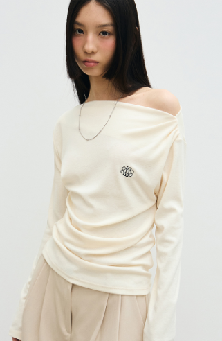 韓國 Nick Nicole SHIRRING DRAPE BOAT NECK【NN174】