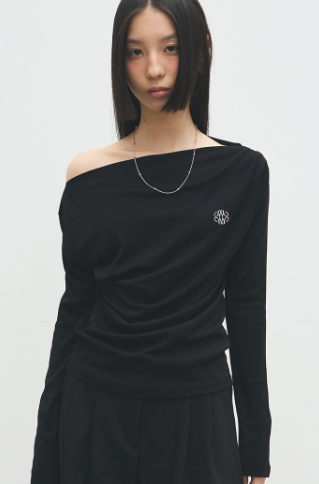 韓國 Nick Nicole SHIRRING DRAPE BOAT NECK【NN174】