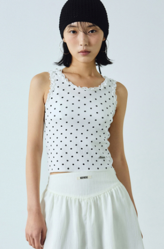 韓國 Nick Nicole DOT LACE SLEEVELESS TOP【NN163】
