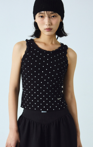 韓國 Nick Nicole DOT LACE SLEEVELESS TOP【NN163】
