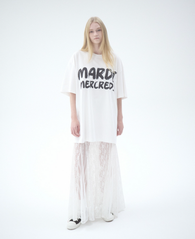 韓國 Mardi Mercredi OVERSIZED TSHIRT BRUSH LOGO CONTRAST【MM119】