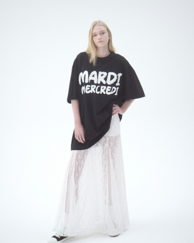 韓國 Mardi Mercredi OVERSIZED TSHIRT BRUSH LOGO CONTRAST【MM119】