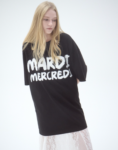 韓國 Mardi Mercredi OVERSIZED TSHIRT BRUSH LOGO CONTRAST【MM119】