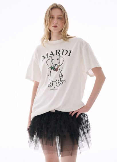 韓國 Mardi Mercredi UNISEX TSHIRT SWING THE TAIL DDANJI FLOWER NECKLACE MULTICOLOR【MM120】