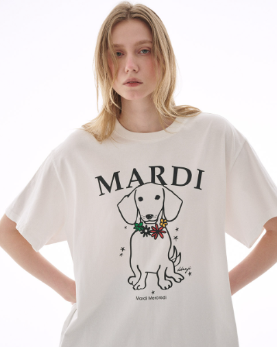 韓國 Mardi Mercredi UNISEX TSHIRT SWING THE TAIL DDANJI FLOWER NECKLACE MULTICOLOR【MM120】