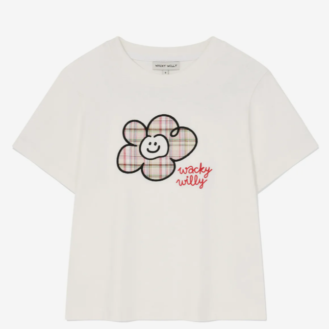 韓國 Wacky Willy Simple flower round neck short sleeves T-shirt【WW228】