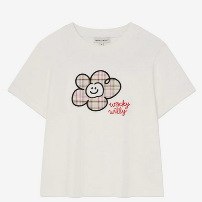 韓國 Wacky Willy Simple flower round neck short sleeves T-shirt【WW228】
