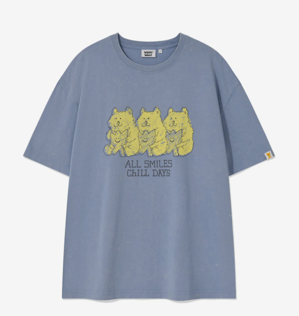 韓國 Wacky Willy Kiki and Bear Print Dyed Short Sleeve T-Shirt【WW232】