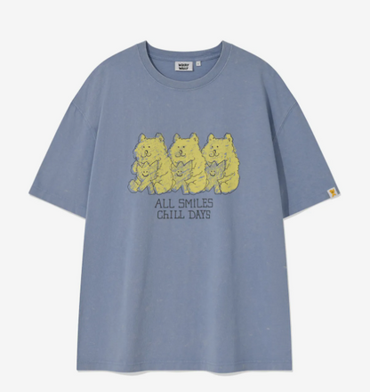 韓國 Wacky Willy Kiki and Bear Print Dyed Short Sleeve T-Shirt【WW232】