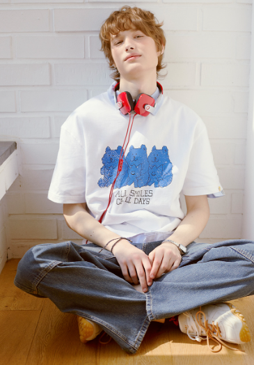 韓國 Wacky Willy Kiki and Bear Print Dyed Short Sleeve T-Shirt【WW232】