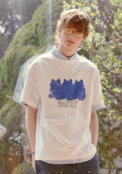 韓國 Wacky Willy Kiki and Bear Print Dyed Short Sleeve T-Shirt【WW232】