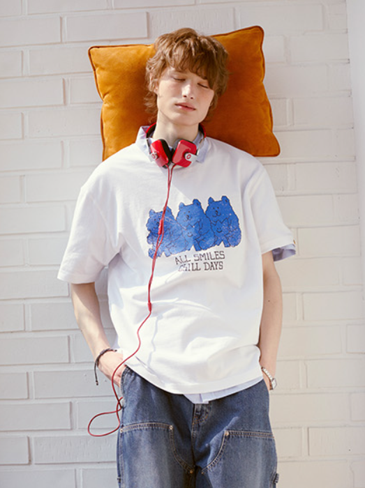 韓國 Wacky Willy Kiki and Bear Print Dyed Short Sleeve T-Shirt【WW232】