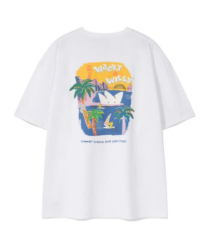 韓國 Wacky Willy Kiki Ocean Graphic Short Sleeve T-Shirt【WW230】