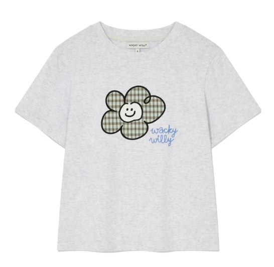 韓國 Wacky Willy Simple flower round neck short sleeves T-shirt【WW228】
