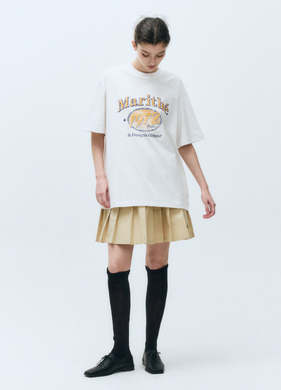 韓國 Marithe Francois Girbaud Women's OVERSIZED ELLIPSE GRAPHIC T-SHIRTS【MF571】